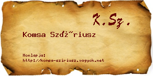 Komsa Szíriusz névjegykártya